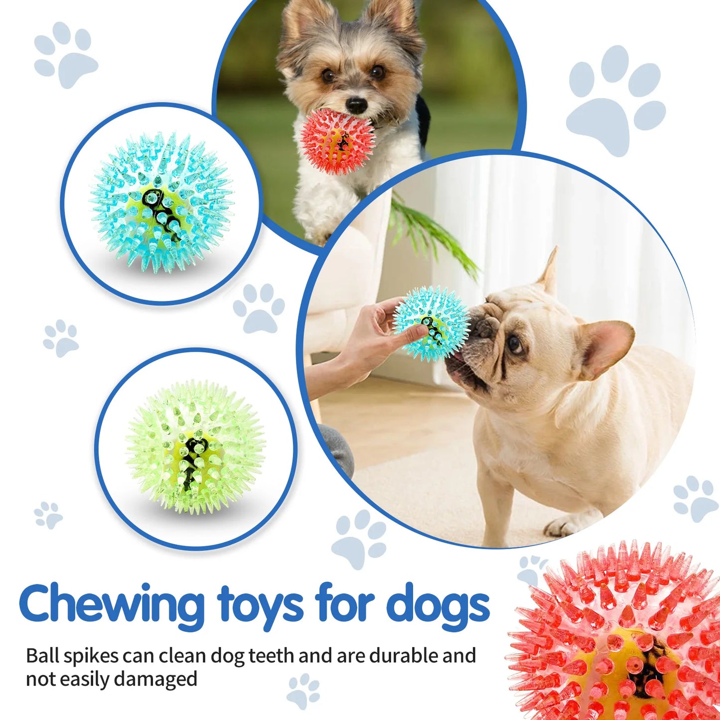 Pet Dog Toy, Rubber Tennis Ball, Prick Ball, Squeaking, Grinding Teeth, Relieving Boredom, Accompanying Various Dogs of All Size