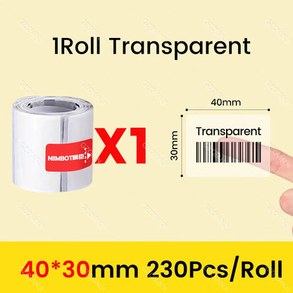 Niimbot Clear Sticker Thermal Paper Transparent Self-Adhesive for B1 B21 Label Maker Round Flower Pattern Waterproof Single Roll