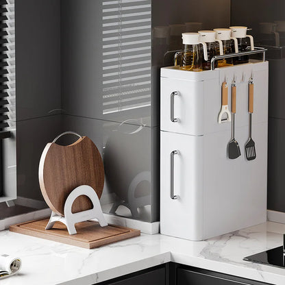 Pull-Out Spice Racks Multi-Functional Household Seasoning Organizer For Home Kitchen Countertop Narrow Cabinets Spice Cabinet