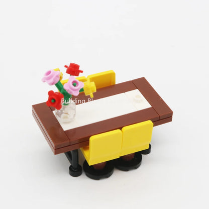MOC Modern Home Sofa, TV Cabinet, Furniture, Refrigerator Small Particle Building Block Scene Construction Toy Model