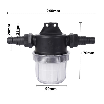 Transparent 50 Mesh Fine filtration Water Filter with 20mm, 25mm Barbed Agriculture Tools Garden Irrigation Filter