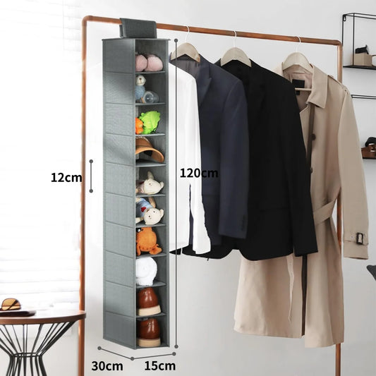 Hanging Shoe Organizer 10-Shelf Hanging Closet Organizers Storage Shoes Organizer Shelves Hanging Shoe Rack Holder for Bedroom