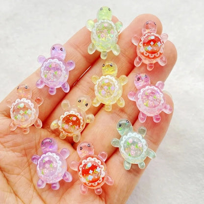 10pcs Cute Cartoon Colorful Turtle Flat back Resin Scrapbook Figurines DIY Home Decor Crafts