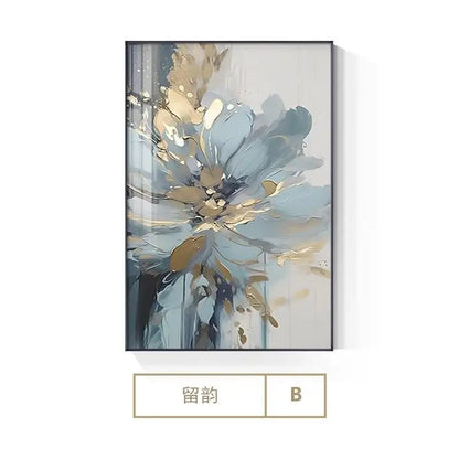 Luxury Painting for Living Room Wall Decor Abstract Blue Floral Canvas Print Wall Pictures Bedroom Entrance Modern Wall Artwork