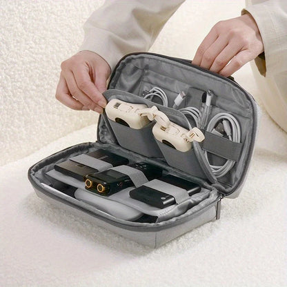 Compact Cable Organizer Bag - Zippered Tech Pouch for Chargers, Cables, Earphones - Durable Travel Storage Bag Accessory