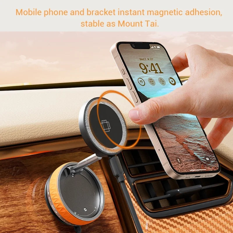Magnetic Wireless Charger Foldable Car Phone Holder 15W Fast Charging Car Charger Holder For iPhone 16 15 14 13 Car Mount