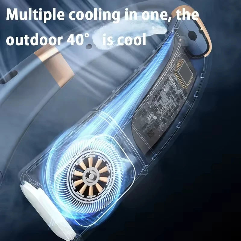 Lenovo Neck Fan 5 Speed Rechargeable Portable Digital Display 4000mAh Bladeless Electric Fan Hands Free Wearable Air Conditioner