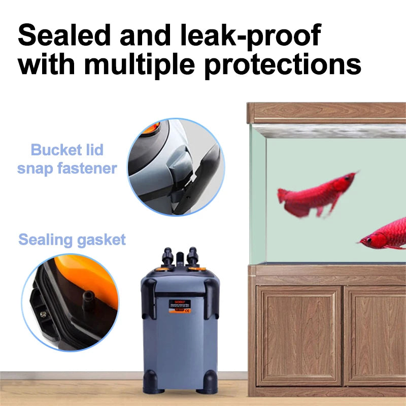 External Filter Bucket for Fish Tank 3 in 1 Water Purification Silent Circulation Pump High Efficiency Aquarium Cleaning Tool
