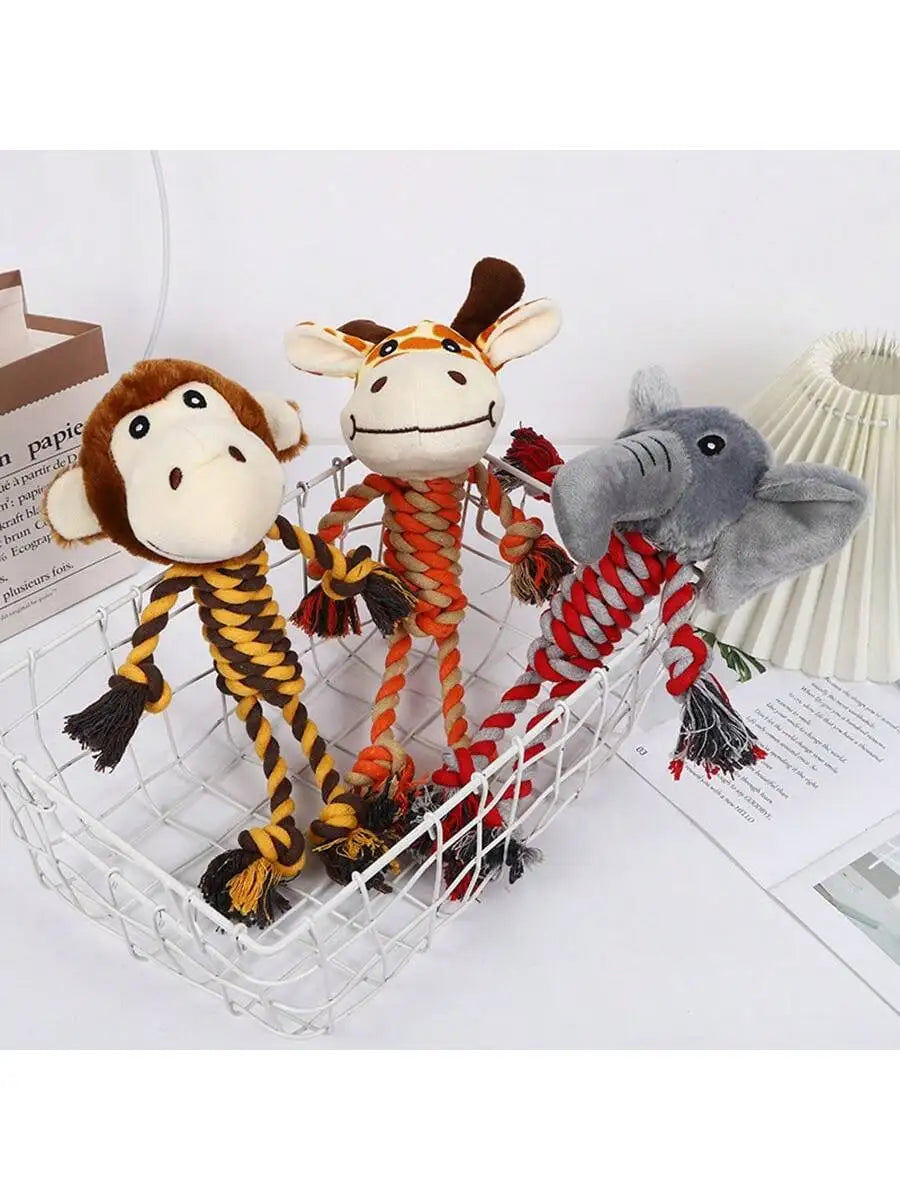 A Cotton Rope Pet Plush Toy, Durable and Bite-Resistant, Cartoon Animal-Shaped Dog Toy for Self-Entertainment and Boredom Relief, for Pets Only