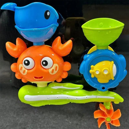Water Bath Toy Baby Play in Crab Waterwheel Children Flower Water Gun Fun in Shower Bathtub with Suction Cup in Wall Kid Gift