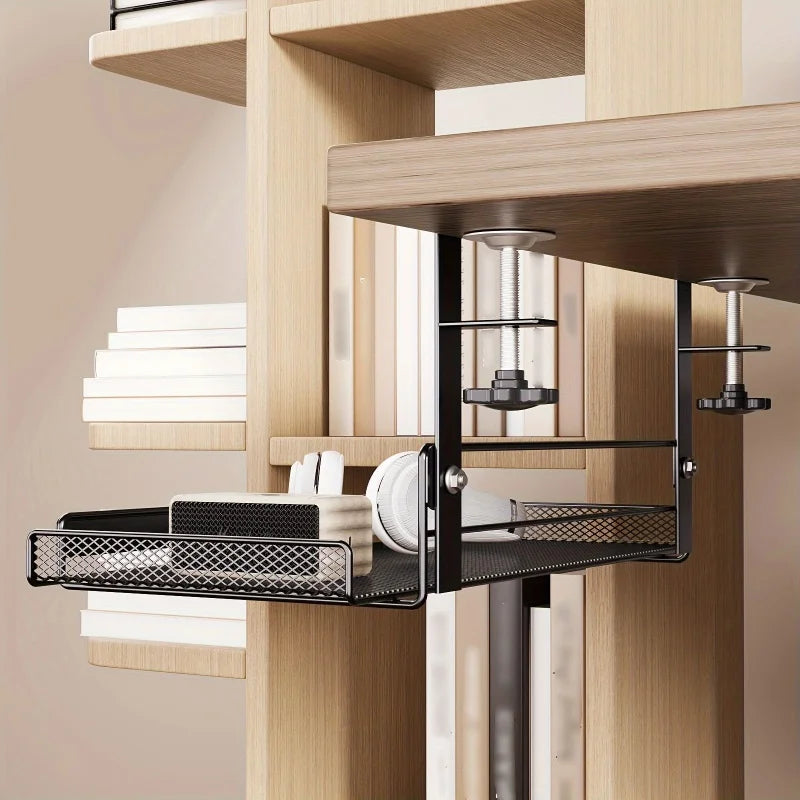 Under-desk Cable Management Tray Cable Management Rack Without Punching Carbon Steel Scalable Storage Rack Desk Wire Organizer