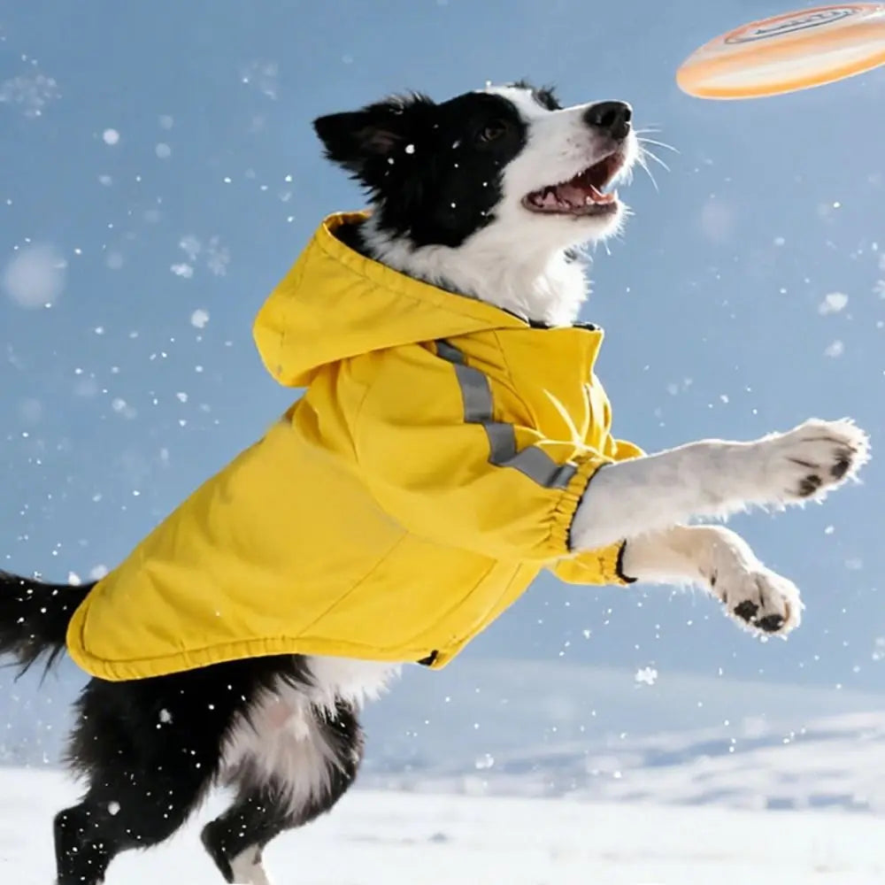 Pet Costume Windproof Fleece Dog Clothes Waterproof Comfortable Dog Hooded Coat Warm Reflective Winter Pet Apparel Outdoor