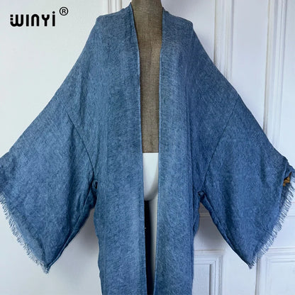 WINYI bohemian kimono kaftan beachwear Cardigan sexy  evening dress abaya dubai luxury cover-ups beach outfits women maxi dress