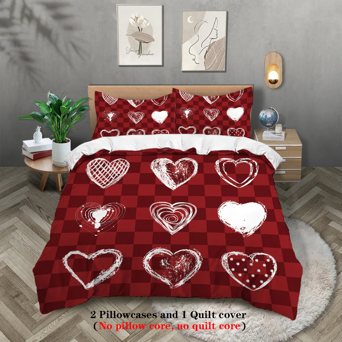 Luxury 3PC Comforter Bedding Set - Soft Microfiber Bedspread Cover with Duvet Cover Pillowcases Bed Sheet Sets for Double/King
