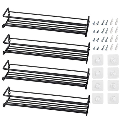 4/2PCS Spice Rack Organizer Wall Mount Storage Racks Space Saving Metal Seasoning Racks Kitchen Cabinet Door Spice Jar Organizer