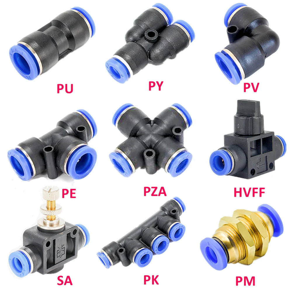 Pneumatic Fitting Pipe Connector Tube Air Quick Fittings Water Push In Hose Couping 4mm 6mm 8mm 10mm 12mm 14mm PU PY PK PE PV SA