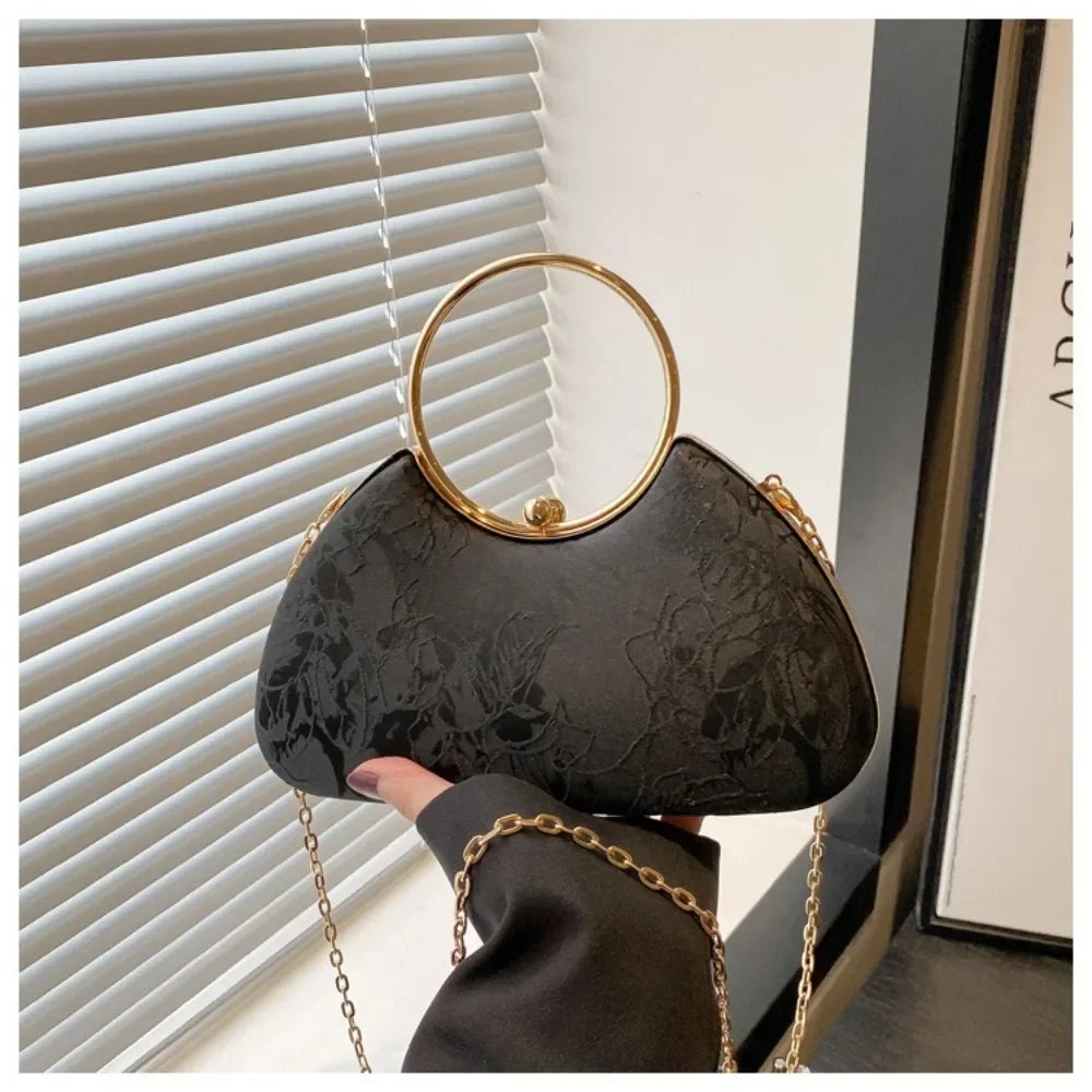 Fashion Polyester Fiber Evening Bags Elegant Chain Shoulder Bag Clutch Handbag Women