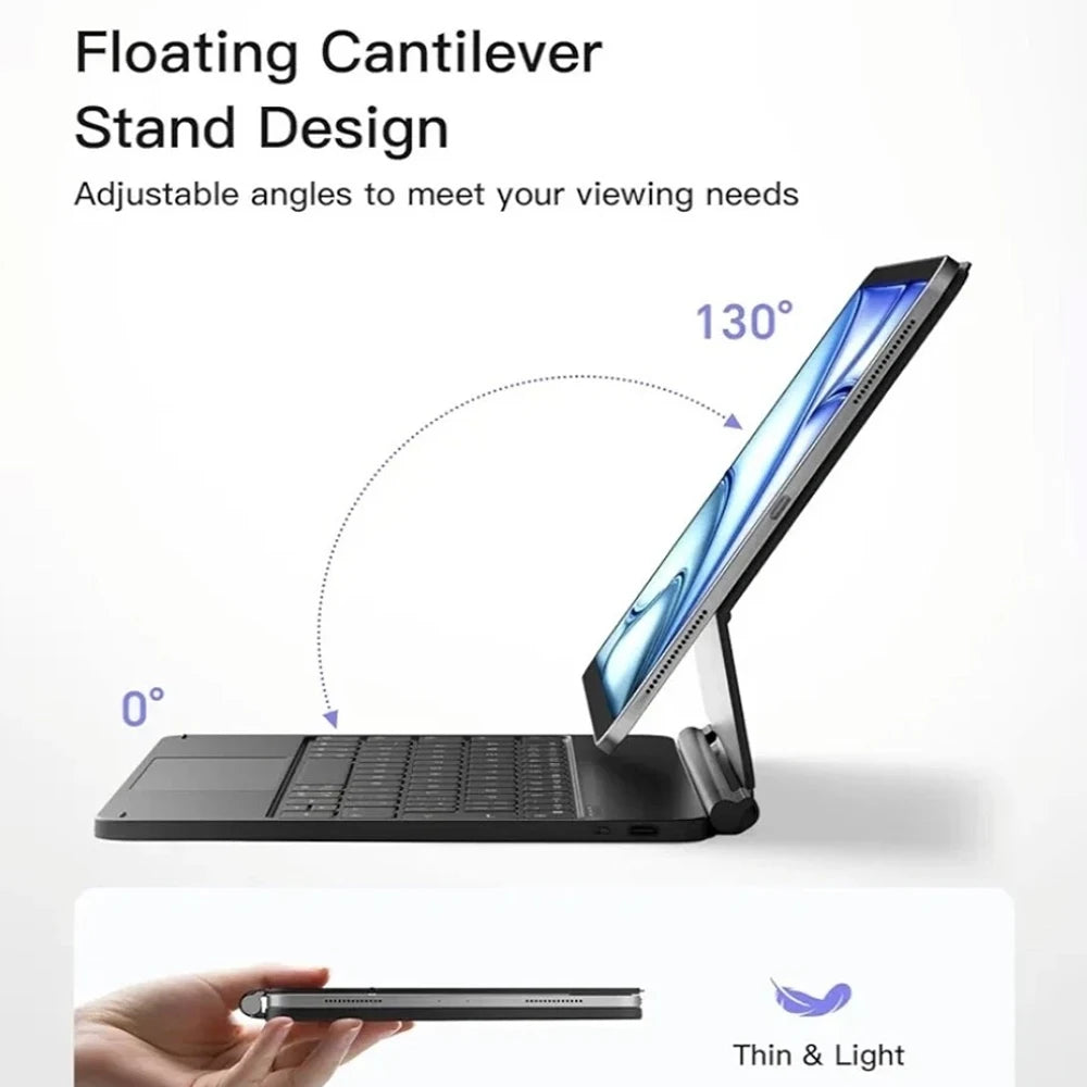 New Magic Keyboard For iPad 11th A16 Air 6 2025 iPad Case Pro 13 12.9 11 iPad 7 8 9 10th Gen Air4 5 10.9 Spanish Hebrew Keyboard