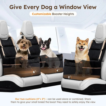 Pet Bed Mat Medium Dog Elevated Car Seat Adjustable Height  Double-sided Cooling Plush Waterproof Cover 2 Safety Belts Buckles
