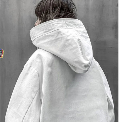 Hikigawa Chic Fashion Women Punk Style Turtleneck Hooded Jackets Vintage Loose High Street Zipper Cardigan Coats Tops Mujer