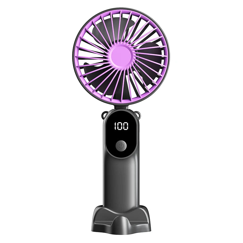 Portable MiNi USB Fan with 6 Speeds and Digital Display Foldable 3-in-1 Handheld Neck and Desktop Fan for Trave Outdoor