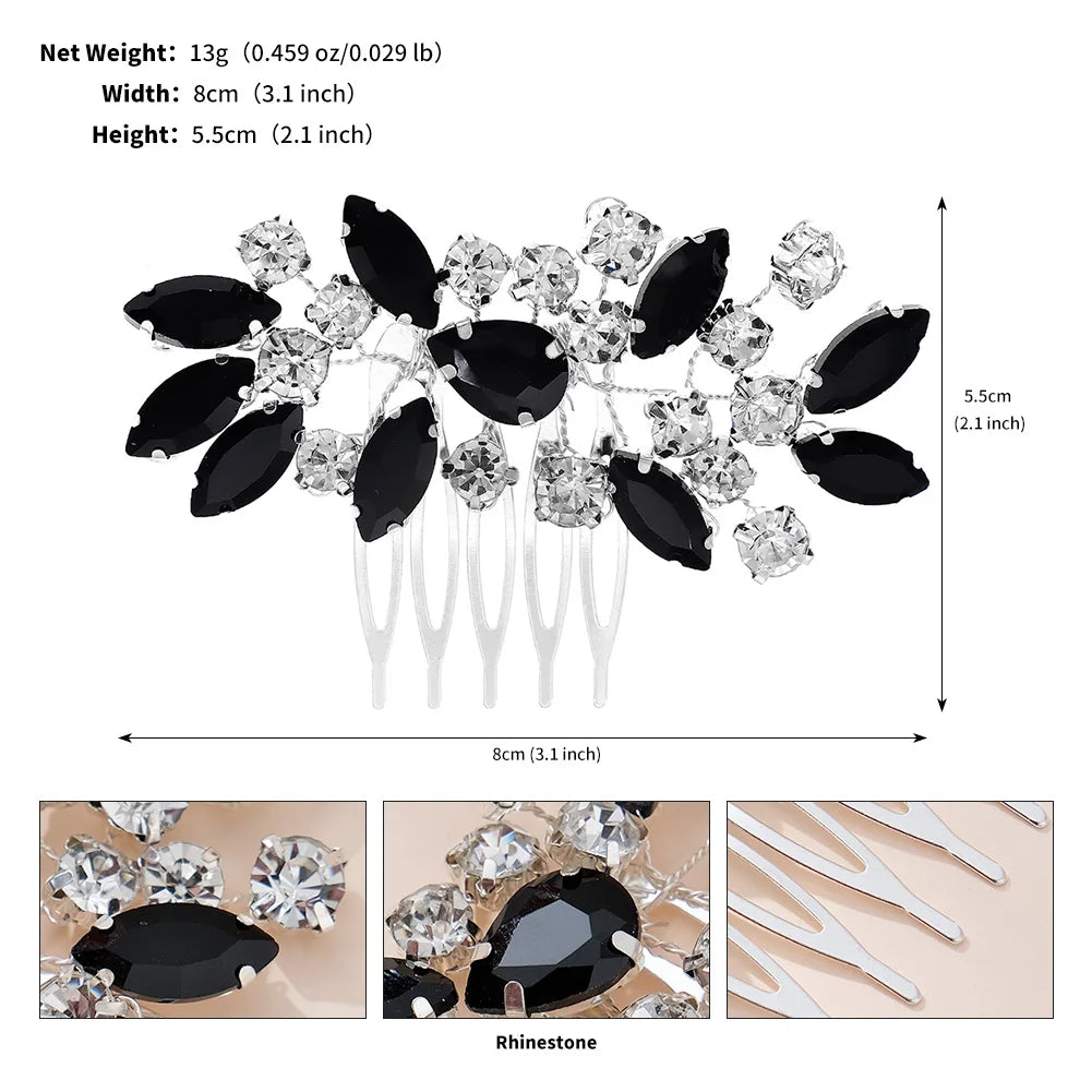 Dark Style Bridal Hair Comb Black Series Wedding Headpiece Hair Accessories Fashionable Holiday Halloween Party Gifts For Women