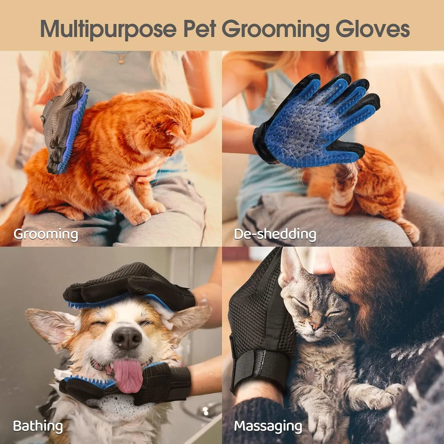 Pet Glove Cat Grooming Hair Deshedding Brush s Dog Comb for Dog Cats Bath Remover Clean Massage For Animal