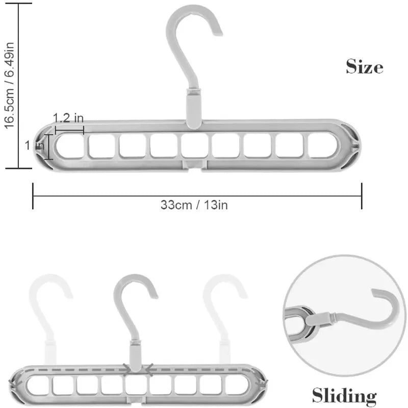 9-Hole Clothes Hanger Organizer Multi-Function Folding Space Saving Magic Hangers Scarf And Clothes Storage Rack for Home