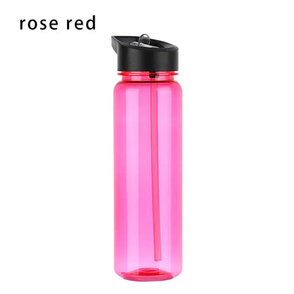 750ml Sports Water Bottle With Straw Outdoor Plastic Clear Dinkware Travel Camping Portable Leakproof Drinking Cup