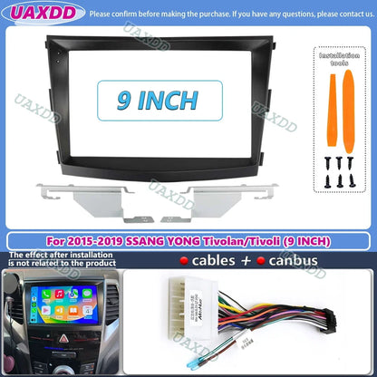Cadre panneau for Ssangyong Tivoli Tivolan 2015-2019 kit mounting card Prada car accessory radio DVD GPS MP5 2Din 9 inches frame