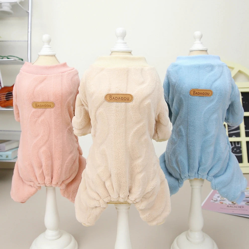 Pet Dogs Four-Legged Jumpsuit Wavy Double-sided Fleece Soft Puppy Kitten Pet Pajamas Dogs Cats Warm Winter Jacket Clothing