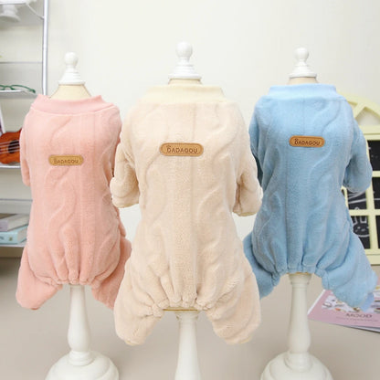 Pet Dogs Four-Legged Jumpsuit Wavy Double-sided Fleece Soft Puppy Kitten Pet Pajamas Dogs Cats Warm Winter Jacket Clothing