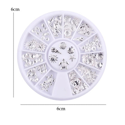 Nail Art Ocean Theme Metal 3D Studs Beads Sea Starfish Shell Jewelry for DIY Nail Tips Decoration