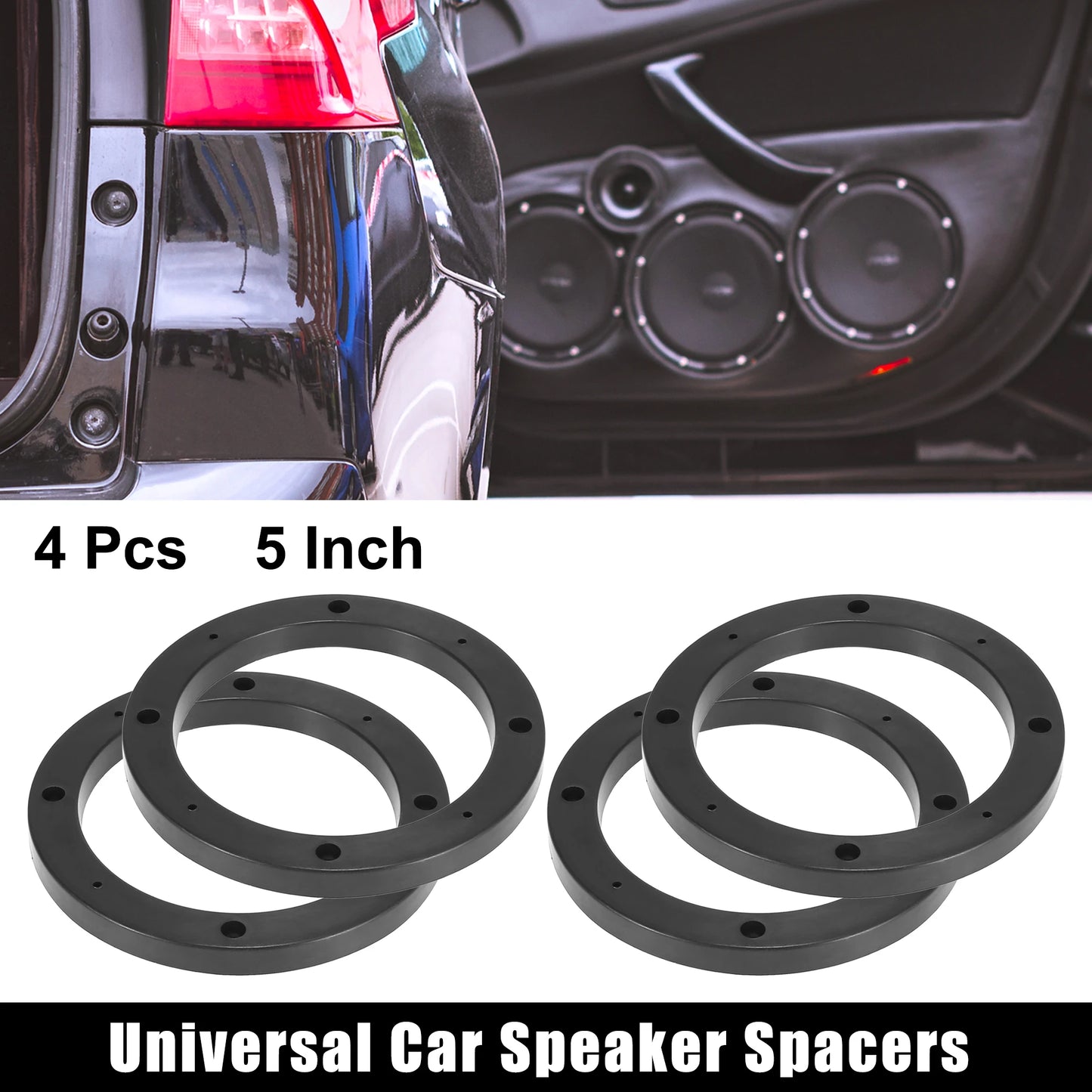X Autohaux 2-4pcs 4 Inch 5 Inch 6.5 Inch Car Black Hollow Universal Speaker Spacer Mounting Spacer Plate Plastic 120mm ID
