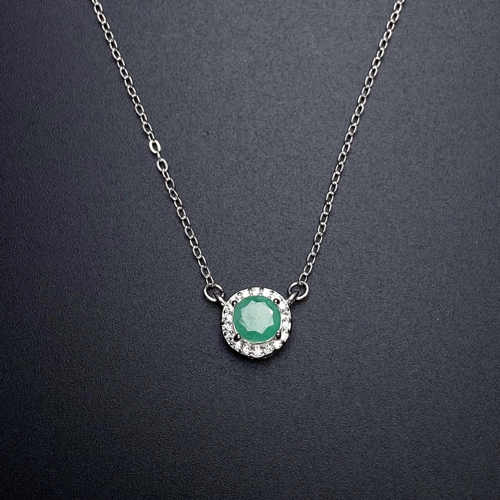 Elegant Natural Emerald Jewelry Sets Sterling 925 Silver Gemstone 5mm Fine Jewelry for Women Party Wedding Fine Jewelry Gift