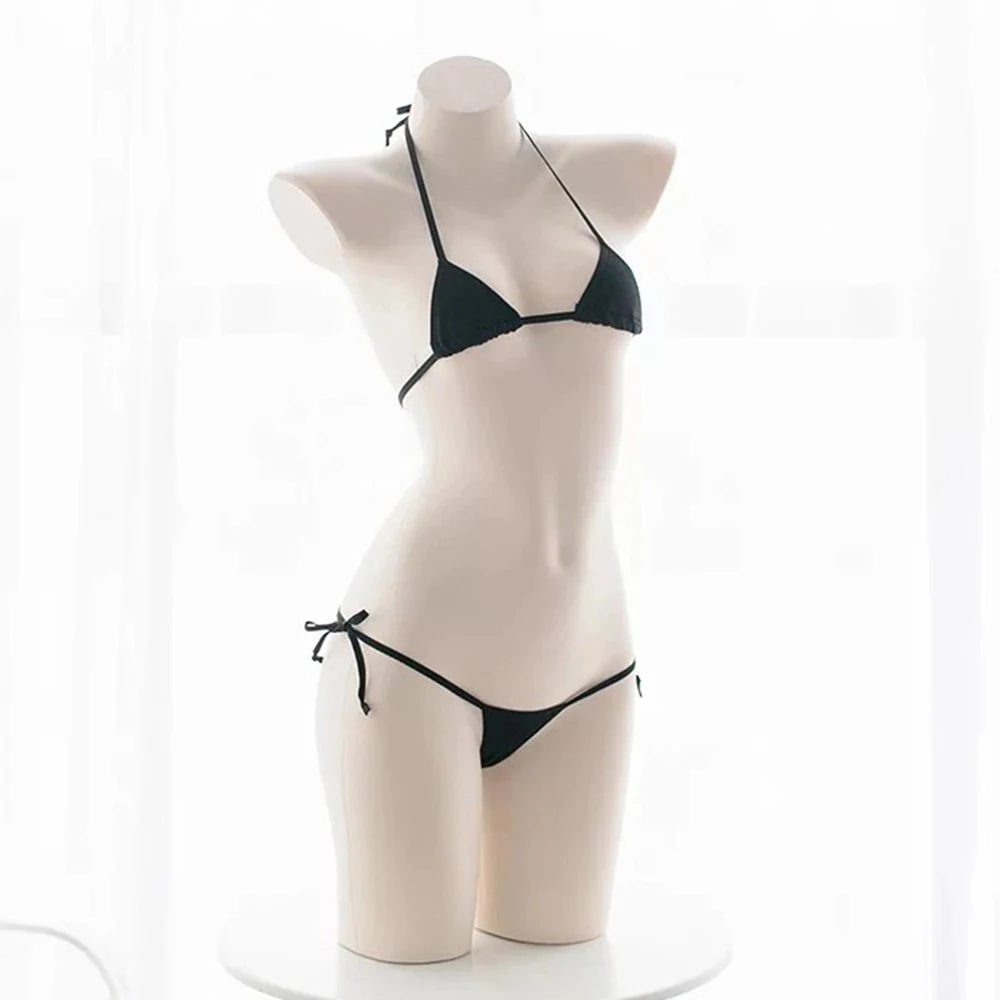 2PC Women Mini Bikini Sexy-Lingerie Pajamas Strappy Underwear Briefs Bra Sets Swimsuit Female Bathers Bandage Bathing Suit