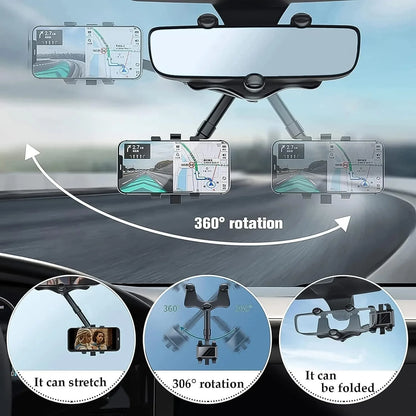 Universal Clip Rotatable and Retractable Car Phone Holder Rearview Mirror Driving Recorder Bracket DVR/GPS Mobile Phone Support