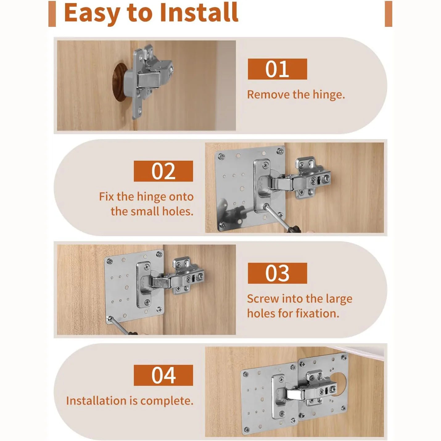 4/10 Cabinet Hinge Repair Plate Kit Kitchen Cabinet Door Hinge Installation Plate with Hole Flat Fixing Bracket Household Tools