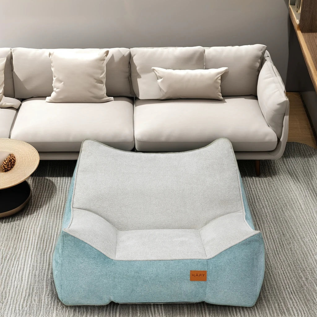 Rectangular Inflatable Pet Bed with Breathable PP Cotton Filling Warm Inner Liner Washable Non-Slip Cover for Cats and Dogs