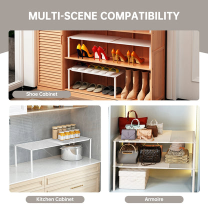 Shoe Cabinet Storage Solution, Space-Saving Shoe Rack, Shoe Organizer, Adjustable and Extendable Double-Layer Partition for Shoes Inside the Cabinet