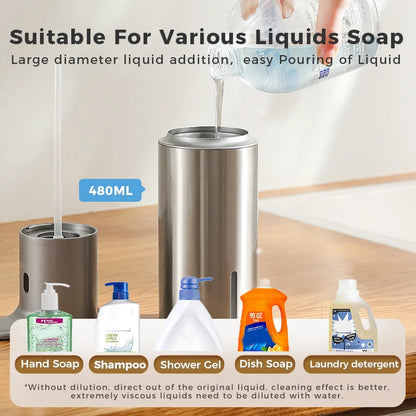 480ml Kitchen Soap Dispenser Automatic Sensor Hand Sanitizer Machine Intelligent Electric Body Wash Soap Dispenser 304 Stainl