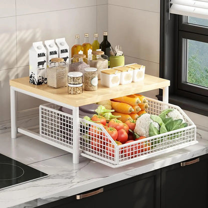 Kitchen Shelf Vertical 2-Tier Organizer Rack Household Organizer Shelves for Pantry Kitchen Bathroom Garage Shower Bar Apartment