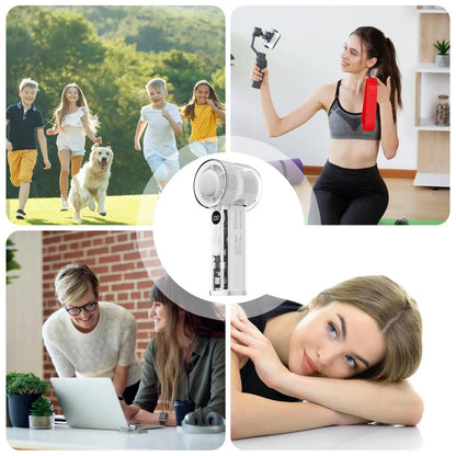 Portable Handheld Fan Transparent 100 Speeds USB Rechargeable 3000mAh Mini Portable Personal Fan for Home Office Travel Picnic