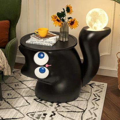 Cat Modern Coffee Side Table Black Designer Cute Nordic Funky Minimalist Small Table Space Saving Corner Living Room Furniture