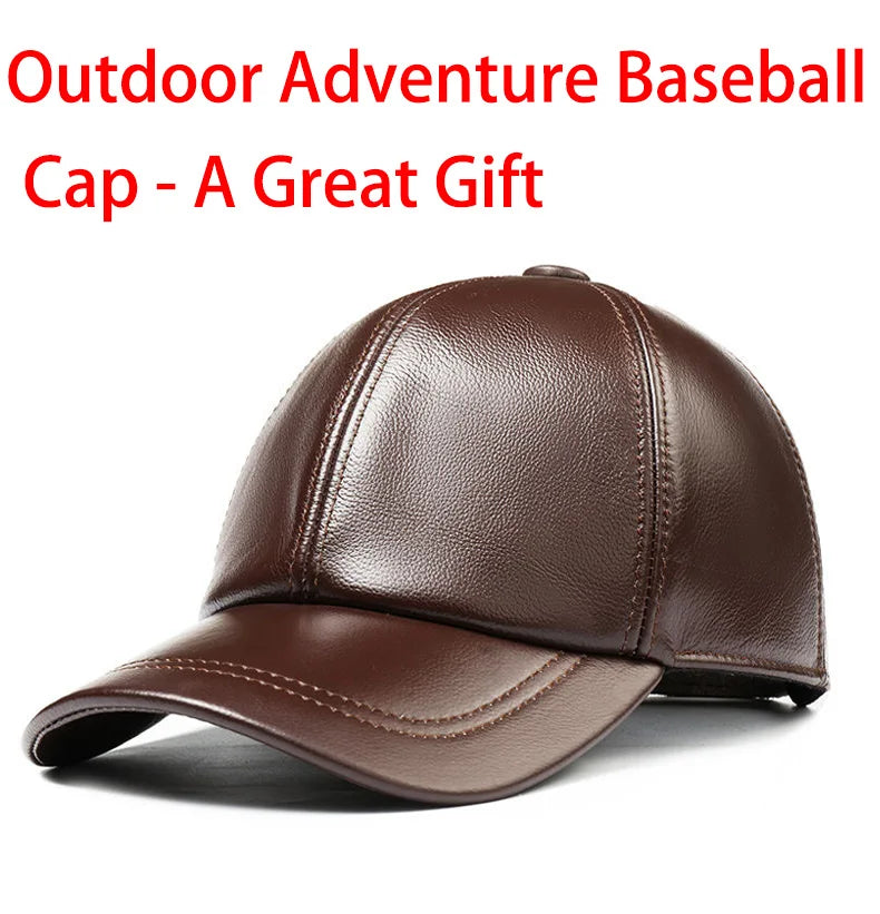 Leather Hats for Men Adjustable Head Circumference Thin Spring Autumn Style Middle-Aged And Elderly Caps