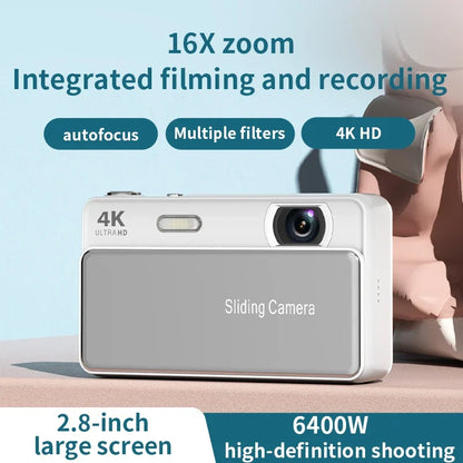 Lenovo New 4K Ultra HD Digital Camera 64MP 16X Zoom Auto Focus Portable Slide Camera with Built-in Flash for Travel Vlogging