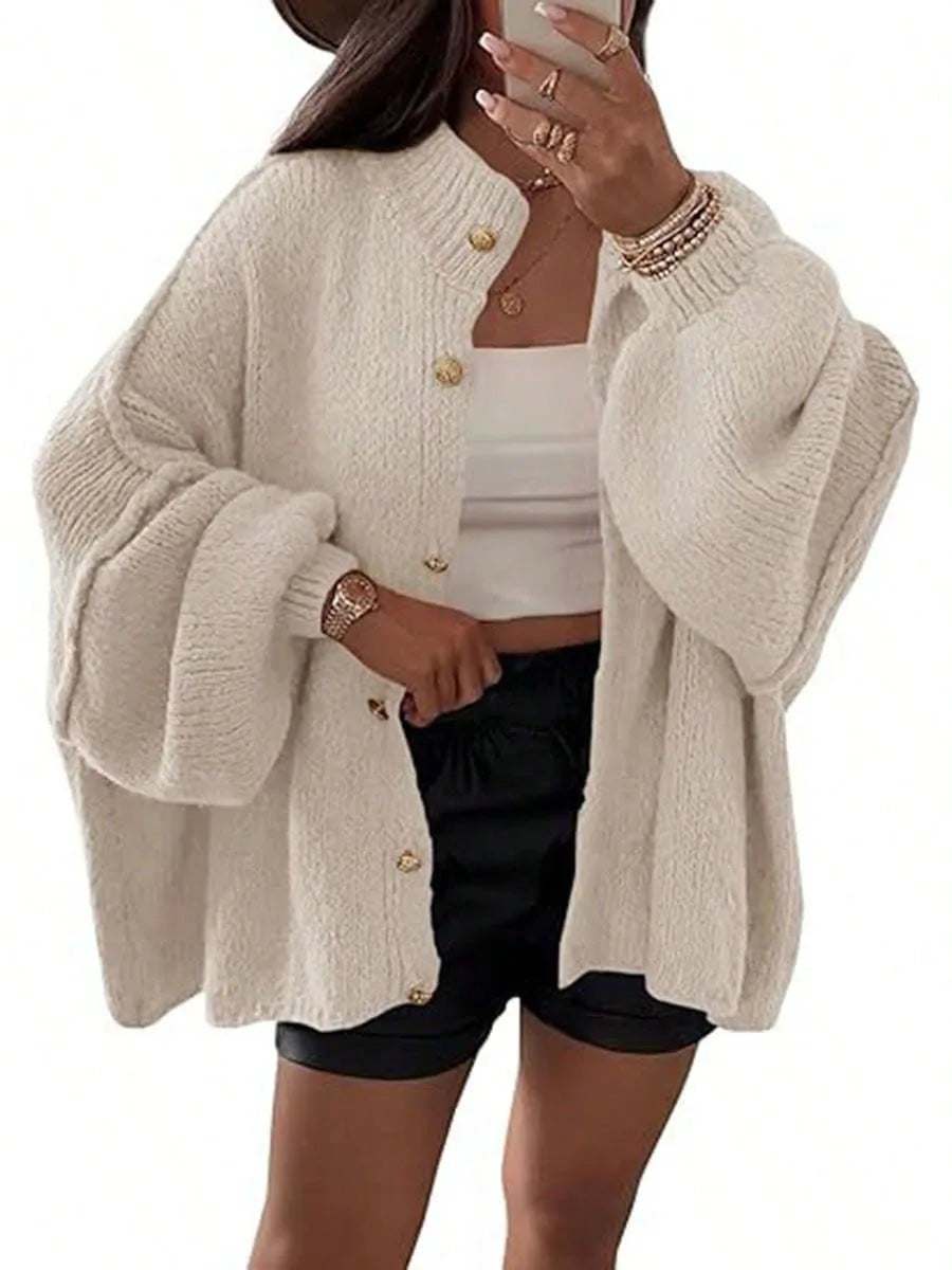 Knitted Lazy Style Oversized Long Sleeve Women Loose Buttons Cardigans Coat Winter Keep Warm Sweater Jacket Fashion Casual Tops