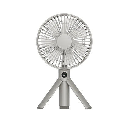 XIAOTREE Portable Handheld Rechargeable Fan LED Digital Display 180°Adjustable Rechargeable Fan 4 Speed Wind Camping Tripod Fan