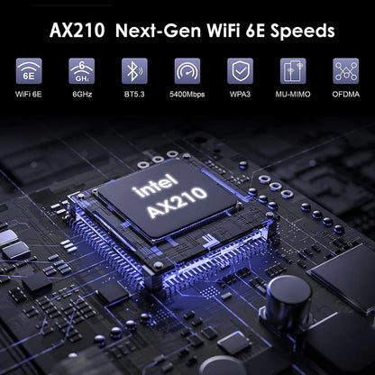 WiFi 6E 5374Mbps AX210 PCIE WIFI Adapter Wireless Bluetooth 5.3 802.11AX Network Card Powerful 10dbi Antenna For Win 10/11
