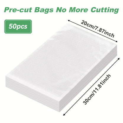 50pcs Vacuum Sealer Bags, Food Storage Pouches, Freshness Preservation for Kitchen, For Vacuum Sealer Machine Accessories